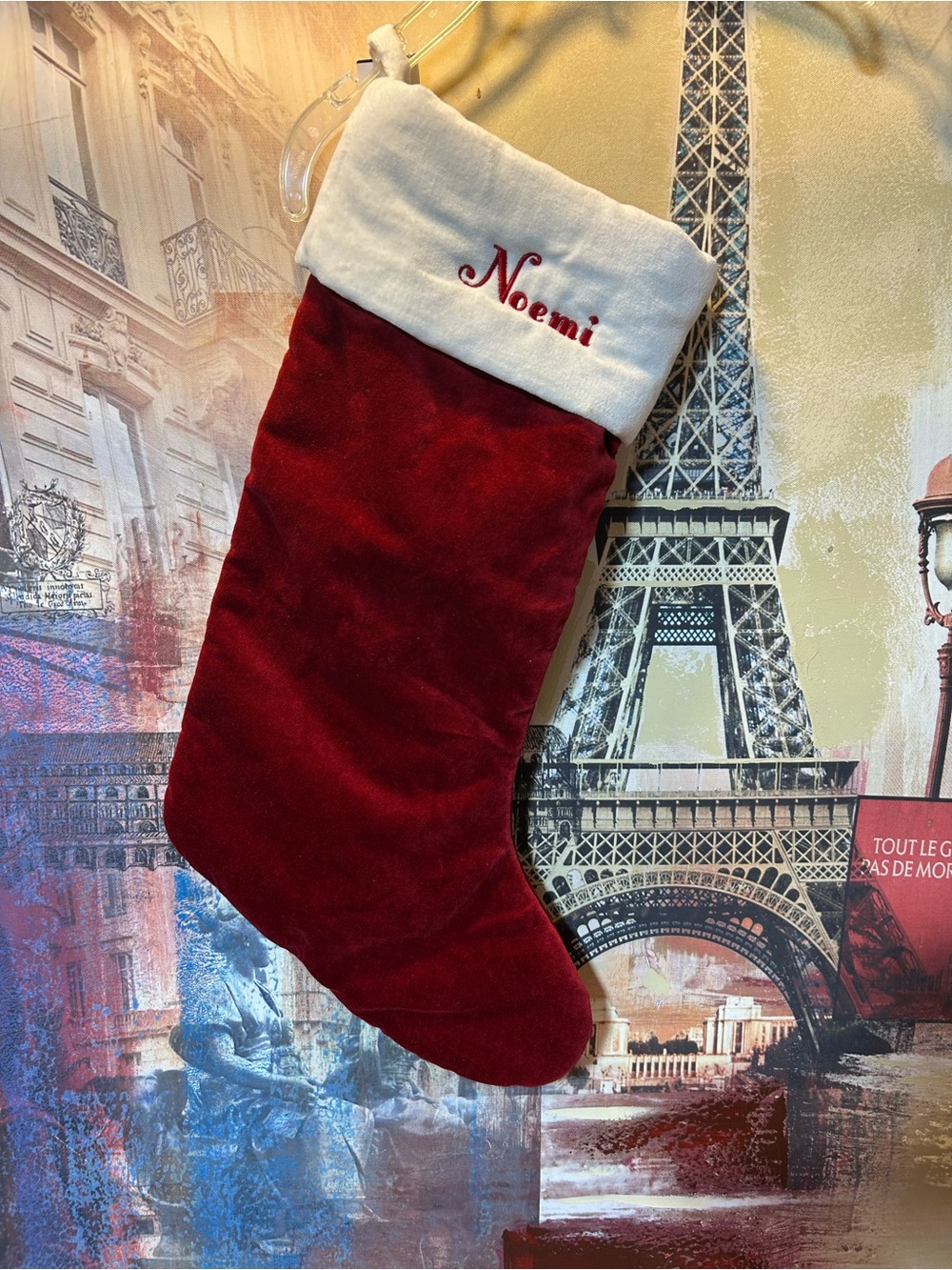 Pottery Barn stocking Noemi Christmas red velvet NWT classic new kids medium